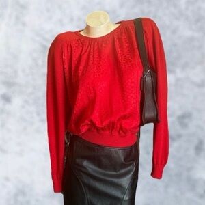 Vintage Valentino Red Silk Wool Sweater Blouse Top